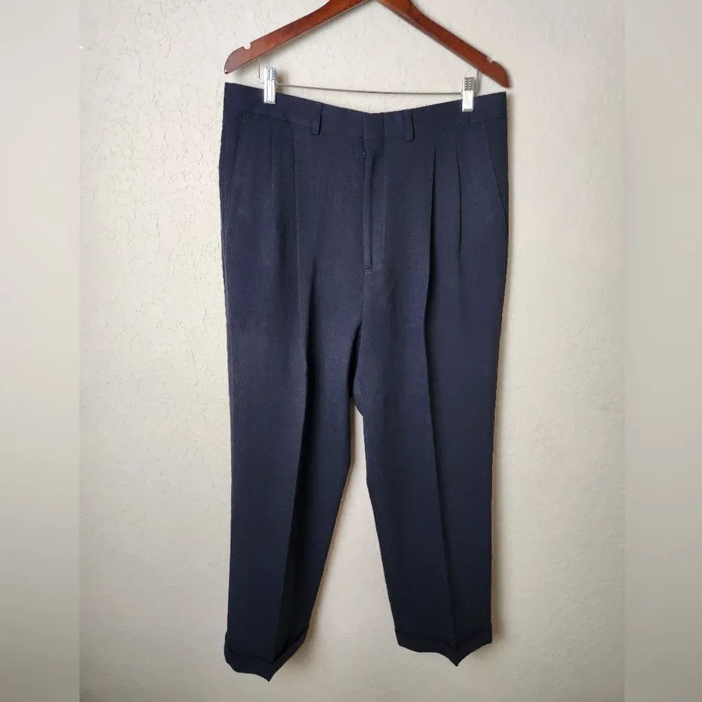 Givenchy Monsieur Vintage Wool Double Breasted Pant Suit Mens Navy Blue